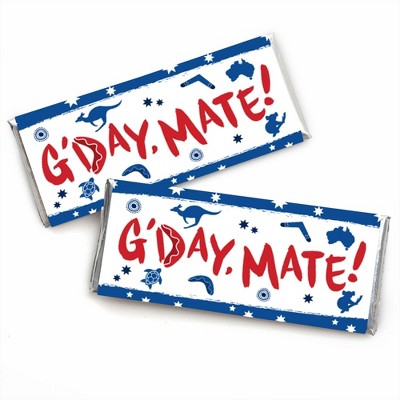 Big Dot of Happiness Australia Day - Candy Bar Wrapper G'Day Mate Aussie Party Favors - Set of 24