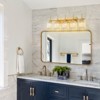 LLHZSY Modern Wall Light Sconce Dimmable Rectangular Wall Light Bathroom Crystal Vanity Light - Gold/Black - 1/2/3/4/5 Light - 3 of 4