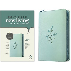 NLT Large Print Thinline Reference Zipper Bible, Filament Enabled (Leatherlike, Baby Blue Blossoms, Red Letter) - (Leather Bound) - 1 of 1