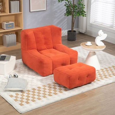 Square Bean Bag Couch With Ottoman,Best Quality Bean Bags Chair For Adults,Super Soft Lazy Sofa Chair With Memory Foam,Lounger Sofa-Cuddlewood