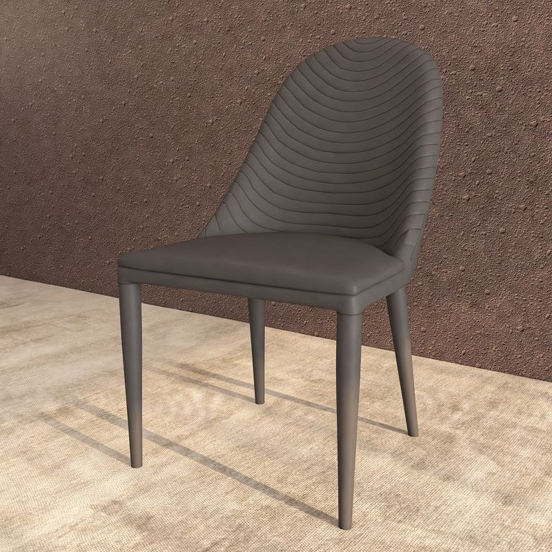 LeisureMod Seville Upholstered Modern Dining Chair with Metal Legs, Armless Upholstered Leather Accent Chair, Contemporary Side Chair, 2 of 9