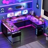 U Shaped Computer Gaming Desk, 79’’ Reversible l Shaped Computer Desk with Power Outlet & LED Strip, Office Desk with Monitor Stand - 2 of 4