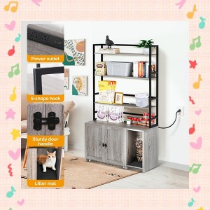 Garvee Stylish Cat Litter Box Enclosure with Charging Station – Spacious Double Door Design with Push-Pull Chassis, 3 Shelves - 1 of 4