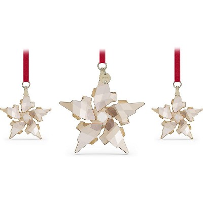 Swarovski Christmas Ornament, 2021 Annual Edition Festive Set of 3 Champagne Crystal