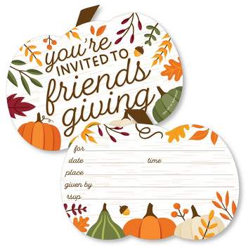 Big Dot of Happiness Fall Friends Thanksgiving - Shaped Fill-In Invitations - Friendsgiving Party Invitation Cards with Envelopes - Set of 12