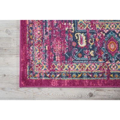 Traditional Floral Medallion 8' x 10' Blue and Purple Area Rug