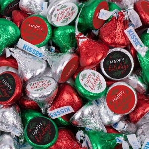 Assembled Evergreen Happy Holidays Milk Chocolate Kisses In Festive Holiday Foil - 1 of 4