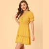 INSPIRE CHIC Women's V Neck Smocked Elastic Waist Short Sleeve Boho Crochet Trim Mini Dress - 4 of 4