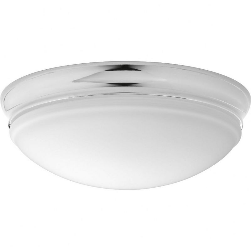 Progress Lighting, Etched Glass Collection, 1-Light Flush Mount, Polished Chrome, Etched Glass, Material: Glass, Finish Color: Polished Chrome, 1 of 4