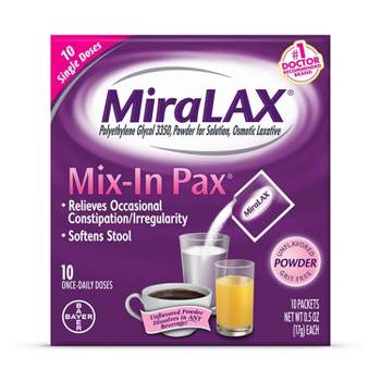 Miralax #1 Physician Recommended Mix-In-Pax Gentle Constipation Relief Laxative Powder - 10ct