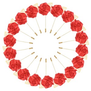 Unique Bargains Wedding Golden Leaf Rose Flower Lapel Pins for Men Suits 18 Pcs - 1 of 4