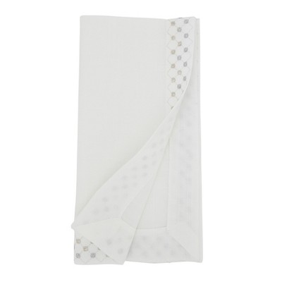 White Metallic Lattice Polyester Napkin Set, 20"
