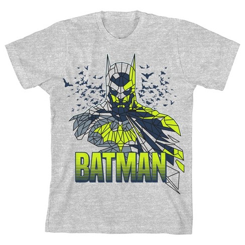 Batman Geometric Art Boy's Heather Grey T-shirt : Target