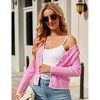 Clearlove Women's Cropped V Neck Button Front Cardigan Lightweight Knit Sweater Casual Cover Up - 3 of 4