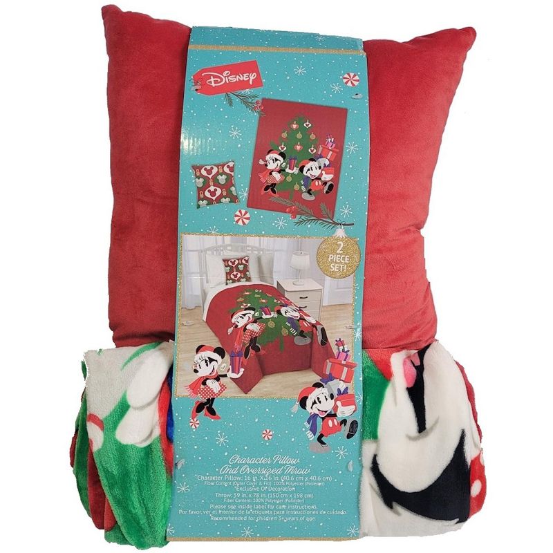 Jay Franco 2-Piece Disney Christmas Character Pillow and Oversized Throw, 2 of 4