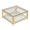 TOAOTBNBO Glass Coffee Tables with Lower Shelf, Large Center Table with Geometric Metal Base, Living Room Table with Storage, Transparent - 2 of 4