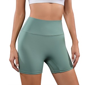 Coolmee Women's Biker Shorts Workout Gym Shorts High Waist Tummy Control Hidden Scrunch Running Yoga - 1 of 4