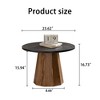 CAVINAS Round Coffee Table,Living Room Tables with Tree Bark Pattern,Pedestal Base,Black MDF Desktop,Wooden Tea Table for Living Room, - 3 of 4
