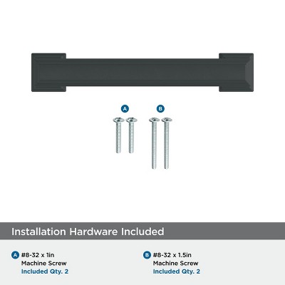 Matte Black Steel Bar Pull with Mounting Hardware