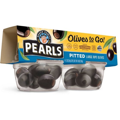Pearls Olives-to-go Pitted Large Black Ripe Olives - 4.8oz/4pk : Target