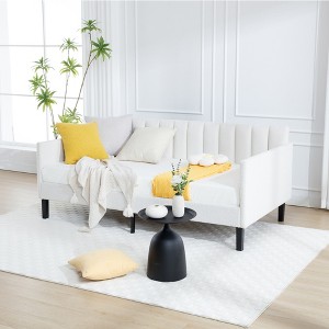 KTMBDW Mid-Century Ribbed Tufted Upholstered Daybed Frame, Twin - 1 of 4