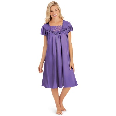 Collections Etc Lace Inset Tricot Nightgown - Elegant Sleepwear