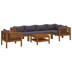 vidaXL Solid Acacia Wood Outdoor Lounge Set - 7-Piece Garden Furniture with Cushions and Coffee Table, Modular Design, Weather-Resistant - 1 of 4