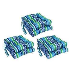 Blazing Needles, 16-inch Spun Polyester Patterned Outdoor Square Tufted Chair Cushions (Set of 6) - 1 of 2