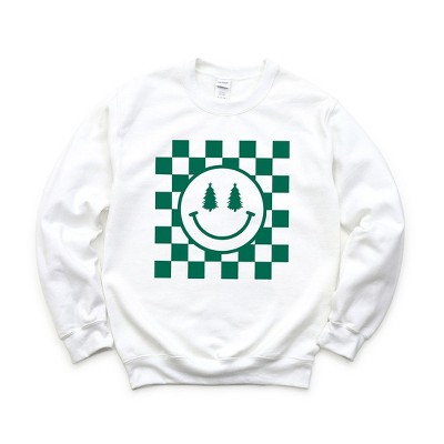 Simply Sage Market Women's Graphic Sweatshirt Checkered Christmas Smiley
