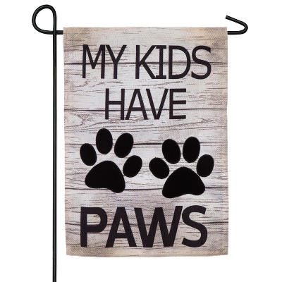 Evergreen Flag  My Kids Have Paws Garden Burlap Flag