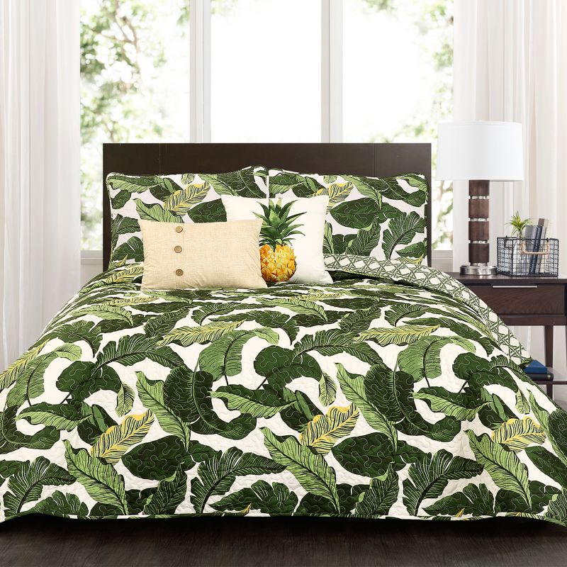 5pc Tropical Paradise Quilt Set Green - Lush Décor, 1 of 9