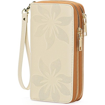 BEAFUP Large Capacity Double Zip RFID Blocking Women’s Wallet - Genuine Leather Wristlet Clutch for Travel,Everyday Use