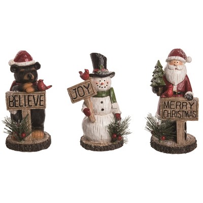Transpac Resin Jolly Christmas Figurine Set of 3 Christmas Home Decorations
