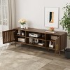 KTMBDW 63" Mid Century Modern TV Stand, Wood TV Stand with Storage Cabinet and Open Shelf for up to 70" TV, TV Console Table for Living Room, Walnut - 3 of 4
