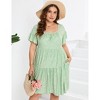 Coolmee Womens Plus Size Summer Midi Dresses Casual Ruffle Sleeve Tiered Swing Sundress with Pockets - 2 of 4