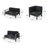 Outdoor L-Shaped Sectional Sofa, Modern Slatted Design 4-Seater Sofa, Sectional Sofa with Aluminum Frame and Polyester Cushion-Coolbibila - 4 of 4
