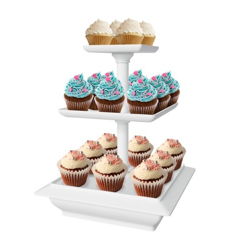 Juvale 4-Piece Round Acrylic Cake Stand for Dessert Table, Clear Cupcake Display Risers for Wedding, 4 Sizes