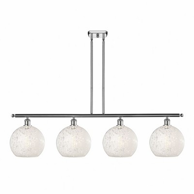 White Mouchette - 4 Light Stem Hung Island In Modern Style-12.25 Inches Tall and 48.25 Inches Wide