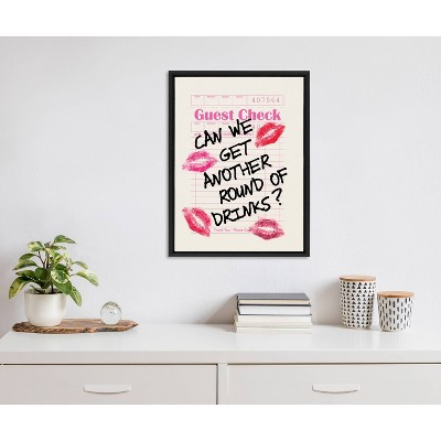 Black Framed Canvas with Guest Check Print, 18" x 24"