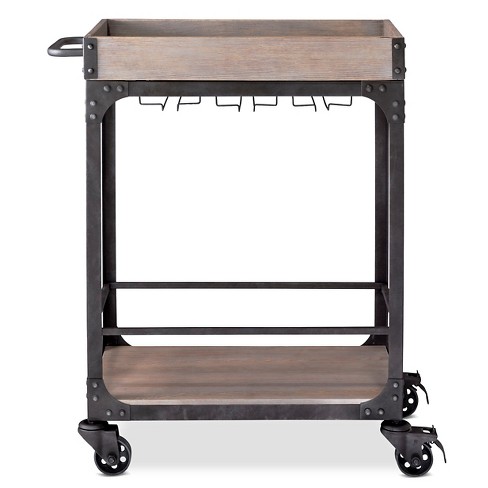 Franklin Bar Cart And Wine Rack Weathered Gray Threshold Target