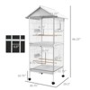 FURNIinspire Wrought Metal Bird Cage Feeder with Rolling Stand Perches Food Containers Doors Wheels,30.75"*29.5"*66.25" - 2 of 4