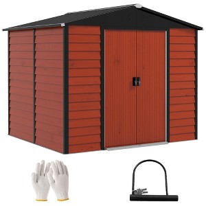 Outsunny Metal Storage Shed Organizer, Garden Tool House with Vents and Sliding Doors for Backyard, Patio, Garage, Lawn - 1 of 4