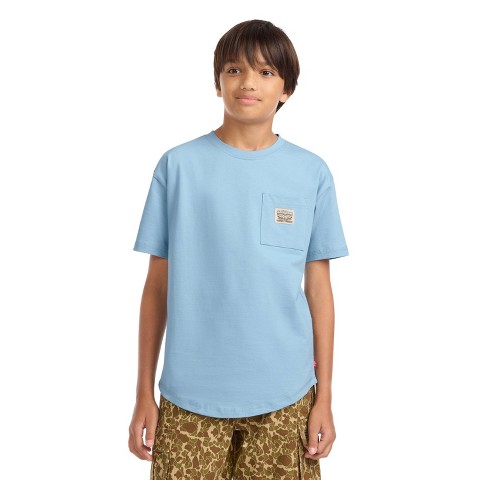 Levi's Boys' Short Sleeve Curved Hem Pocket T-Shirt - Aqua Blue L