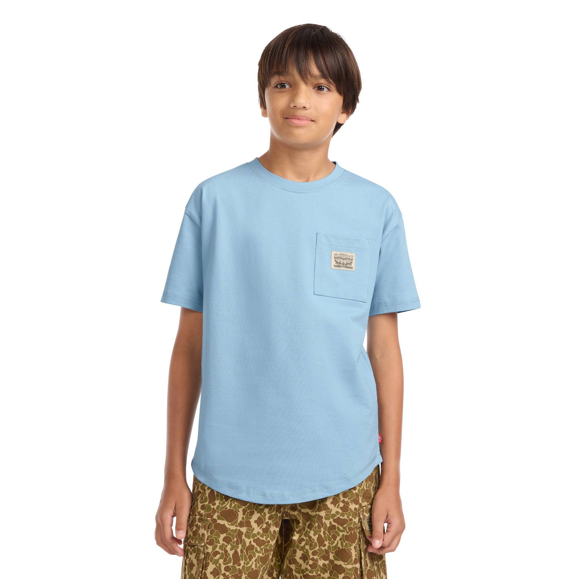Levi's® Boys' Short Sleeve Curved Hem Pocket T-Shirt - Aqua Blue XS