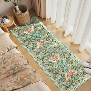 Modern Area Rug Farmhouse Washable Rug Butterfly Floral Print Area Rugs for Living Room Bedroom - 1 of 4