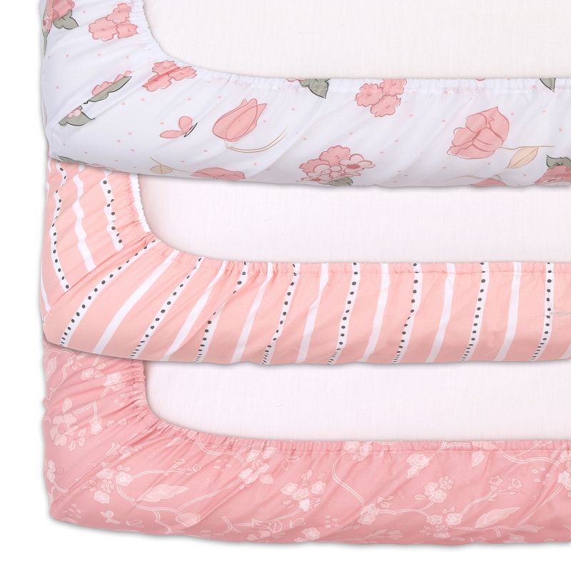 The Peanutshell Floral Changing Pad Covers for Girls, 3-Pack, 3 of 10