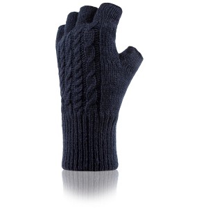 Women's Ayla Solid Cable Knit Fingerless Gloves - 1 of 3