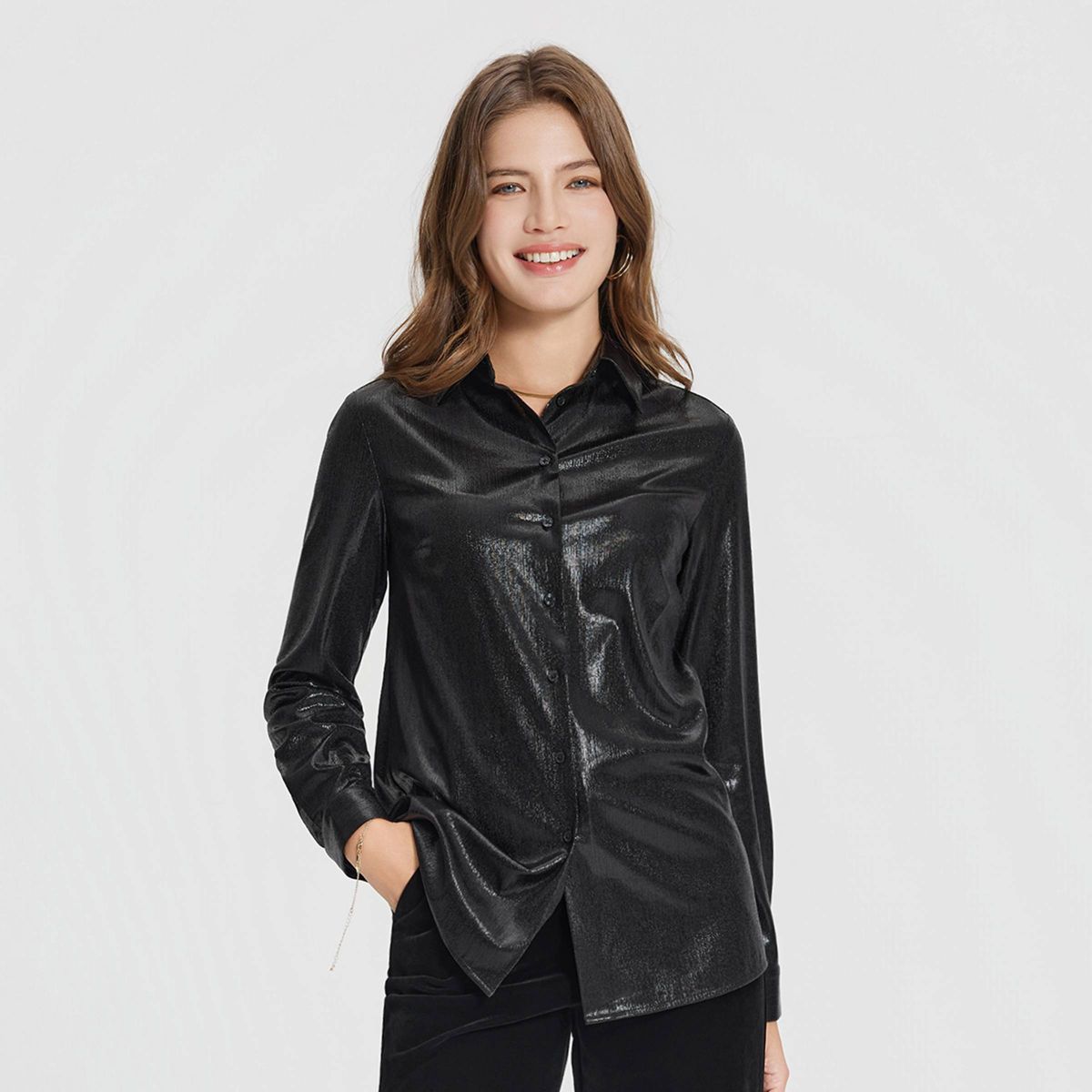 Women's Long Sleeve Party Button-Down Shirt - A New Day™