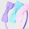 Girls' 3pk Headbands Woven Glitter Bow - Cat & Jack™ Purple/Blue/Pink: Kids Hair Accessories, All Hair Types - 3 of 3