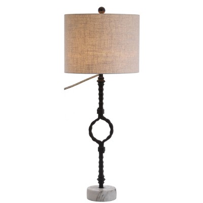 32.5" Metal/Marble Mercer Table Lamp (Includes LED Light Bulb) Black - JONATHAN Y